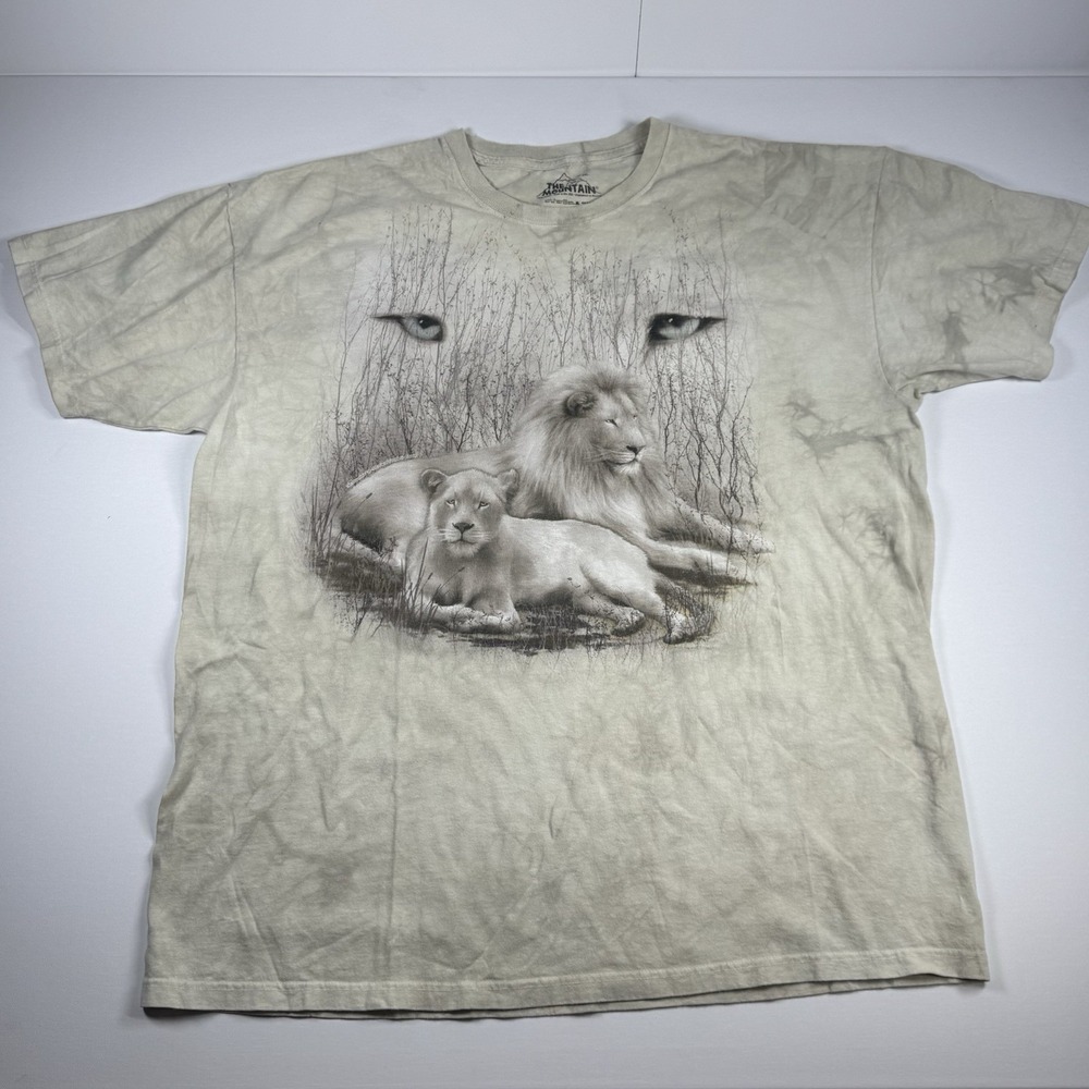 The Mountain White Lion Family Eyes Tie Dye Graphic T Shirt Adult 2XL